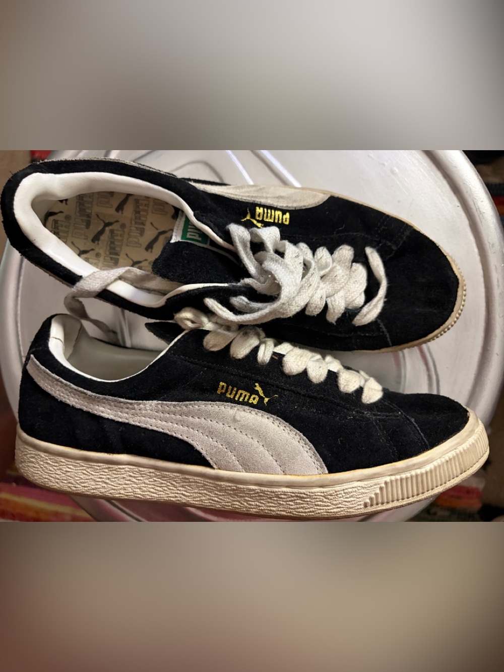 Vintage Puma Suede Classic Black Tennis Shoes Sneakers Men Size 8.5 340032 01